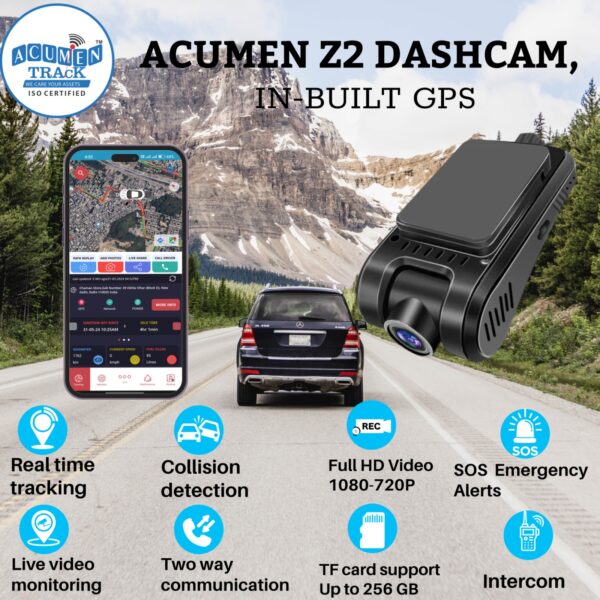 Acumen Track Dashcam Z1 4G, 1080P Full HD Recording, Real-Time GPS Tracking, SOS Button, Collision Alarm & Recording, Driving Behaviour Monitoring, 256GB SD Card Support, Loop Recording - Image 6