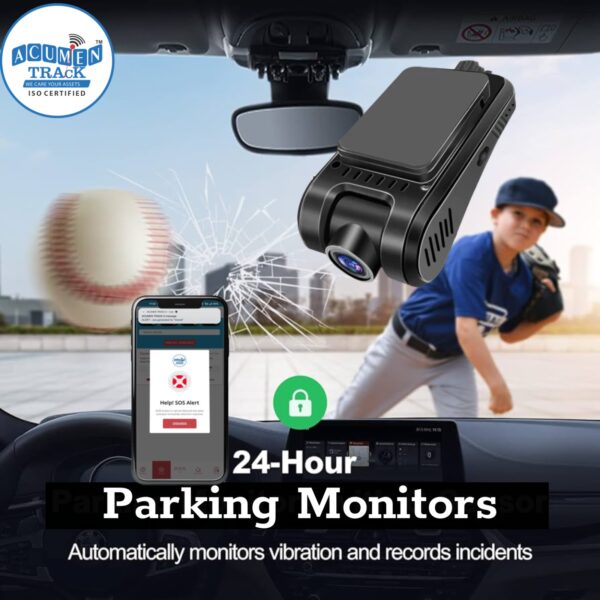 Acumen Track Dashcam Z1 4G, 1080P Full HD Recording, Real-Time GPS Tracking, SOS Button, Collision Alarm & Recording, Driving Behaviour Monitoring, 256GB SD Card Support, Loop Recording - Image 2